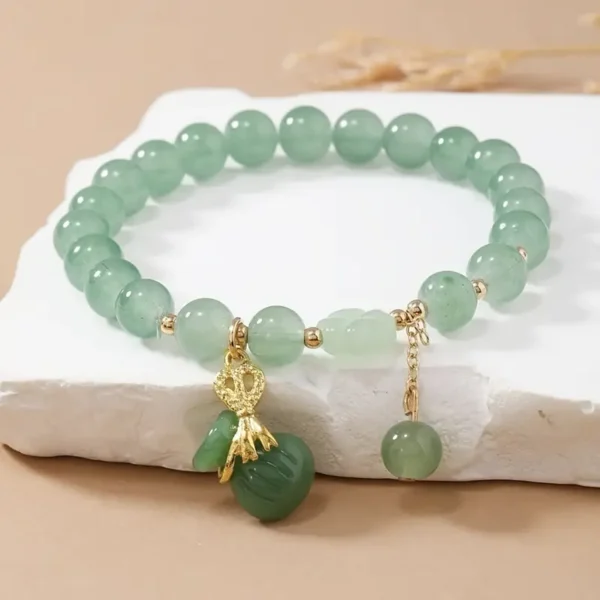 Jade Money Bag Charm Stretch Bracelet