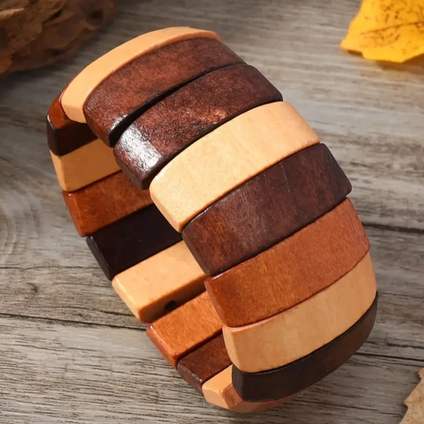 Mix Color Natural Wood Stretch Bracelet