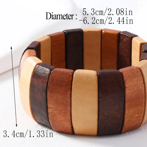 Mix Color Natural Wood Stretch Bracelet - Image 4