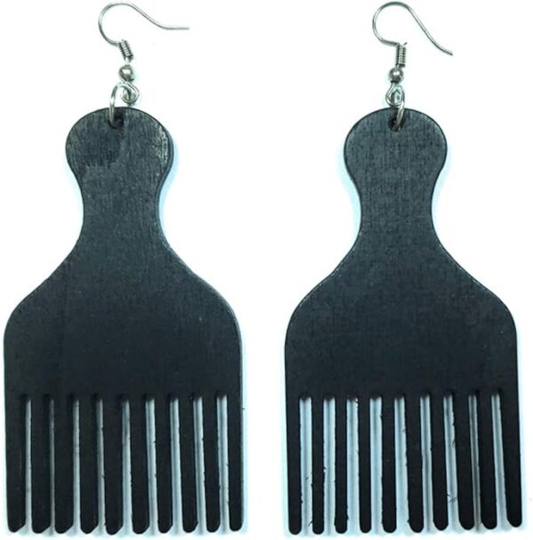 Wooden Afro-Pick Earrings (3 Colors) - Image 3