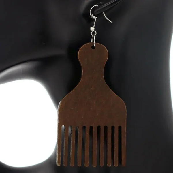 Wooden Afro-Pick Earrings (3 Colors) - Image 5