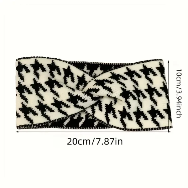 Knit Herringbone Print Headband Ear Warmer - Image 5