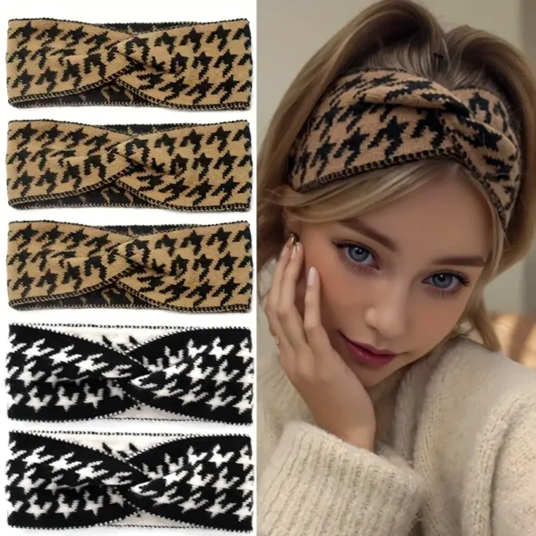 Knit Herringbone Print Headband Ear Warmer - Image 2