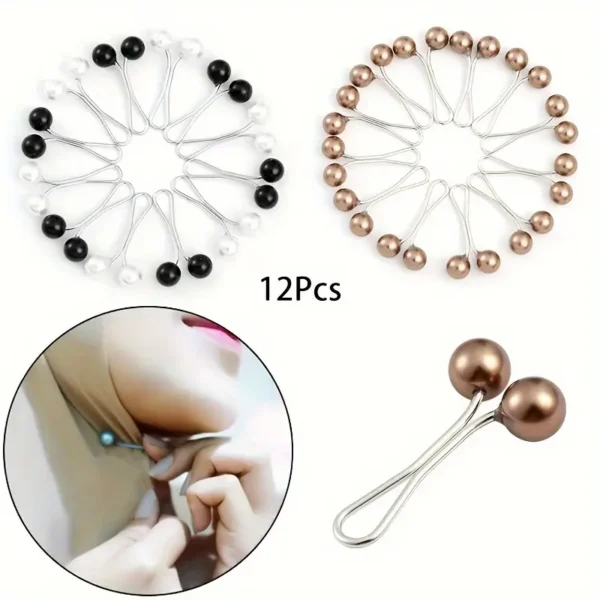 6pc Twin Pearl Beaded Hijab Clips Set - Image 3