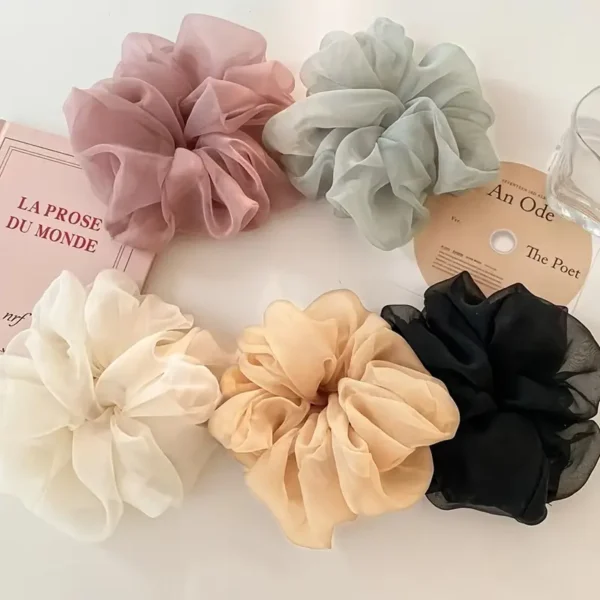 Chiffon French Puff Ponytail Scrunchie (5 Colors) - Image 2