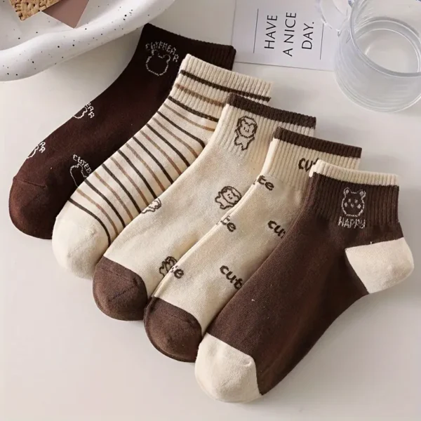 Cute Character Printed Ankle Socks 5pc Set - Image 5