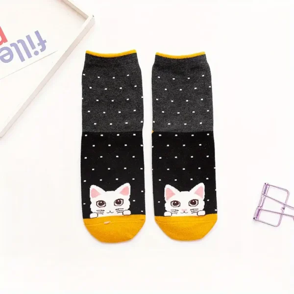 Kitten Print Crew Socks 5pc Set - Image 7