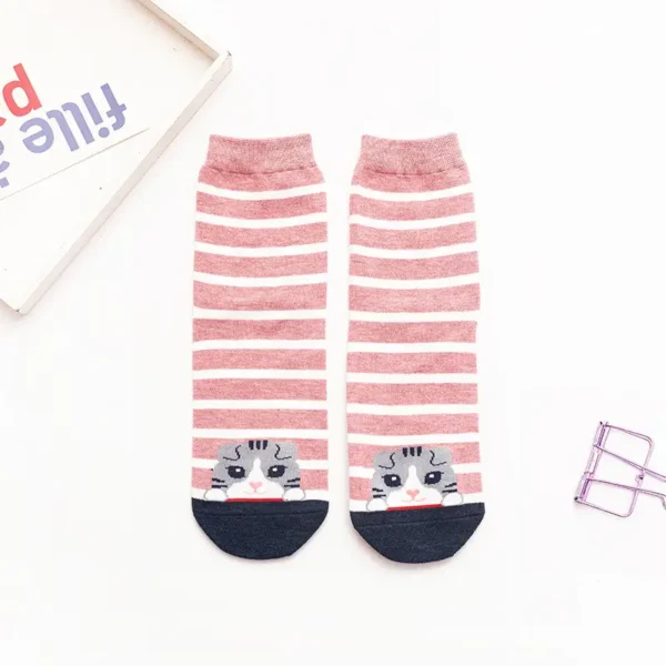 Kitten Print Crew Socks 5pc Set - Image 5