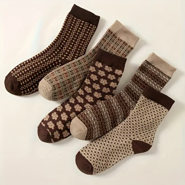 Vintage Printed Crew Socks 5pc Set - Image 6