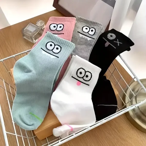 Funny Face Printed Crew Socks 5pc Set - Image 8