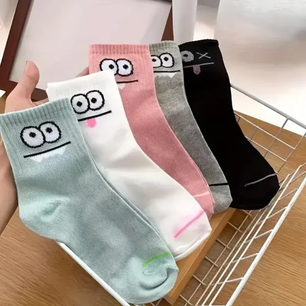 Funny Face Printed Crew Socks 5pc Set - Image 5