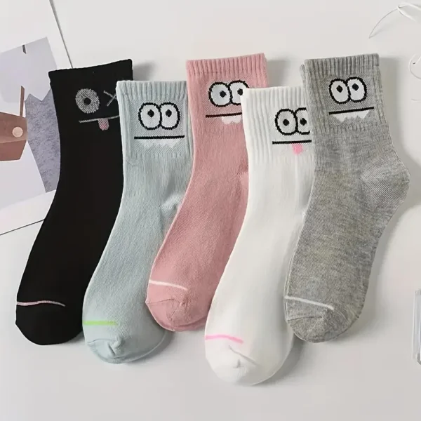 Funny Face Printed Crew Socks 5pc Set