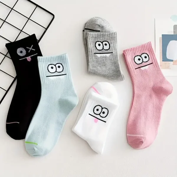 Funny Face Printed Crew Socks 5pc Set - Image 3