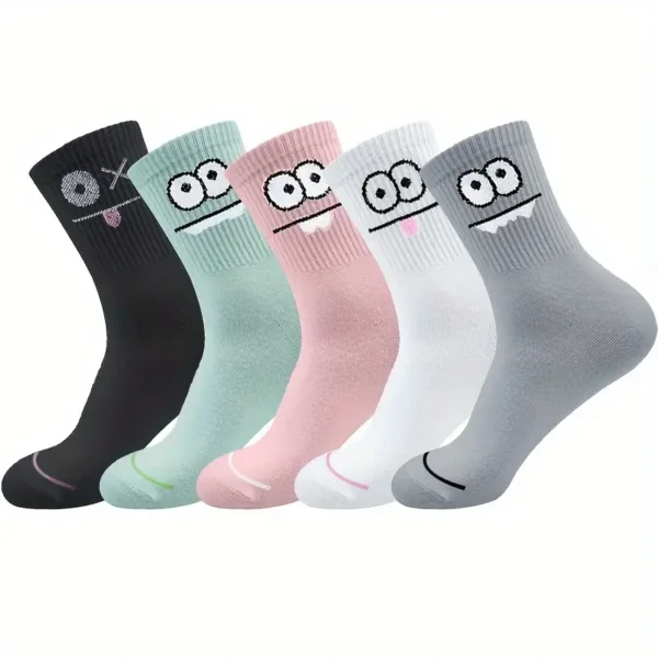 Funny Face Printed Crew Socks 5pc Set - Image 2