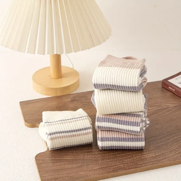 Pastel Striped Crew Socks 5pc Set - Image 4