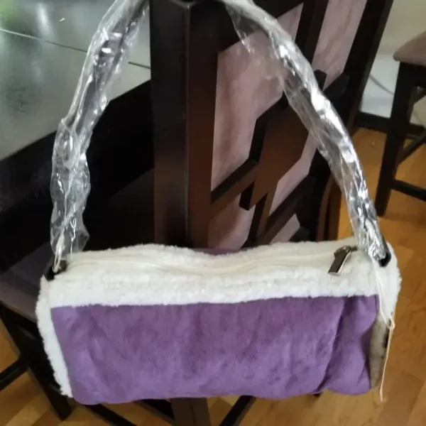 Mini Shearling Trim Duffle Bag Purse - Image 2