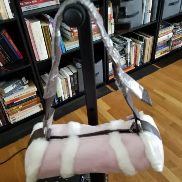 Pink & White Fur Roll Bag - Image 3