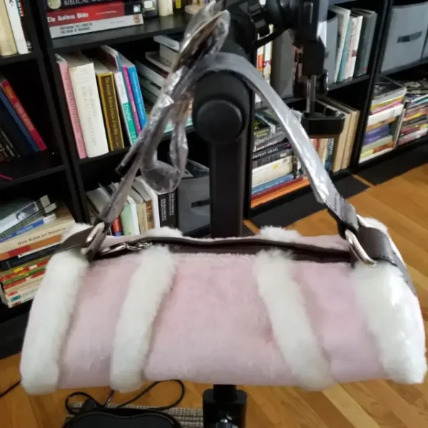 Pink & White Fur Roll Bag - Image 2