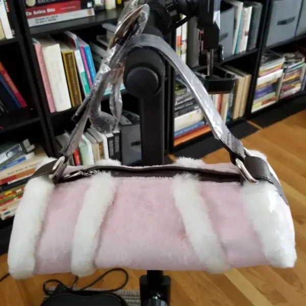 Pink & White Fur Roll Bag - Image 4