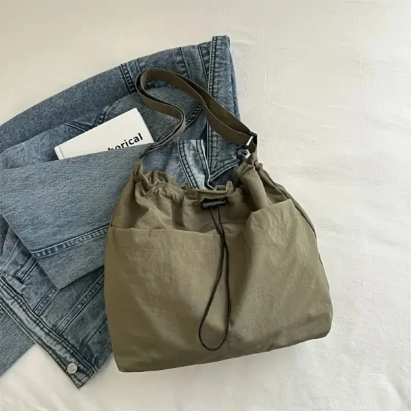 Minimalist Front Pocket Drawstring Handbag