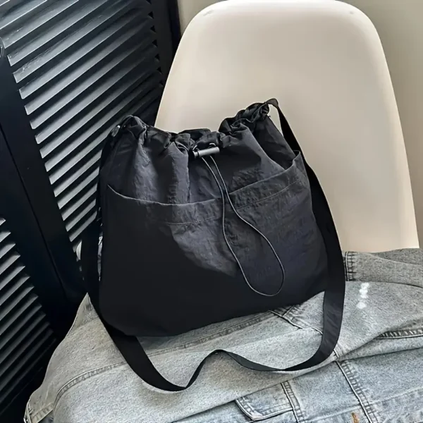 Minimalist Front Pocket Drawstring Handbag - Image 8