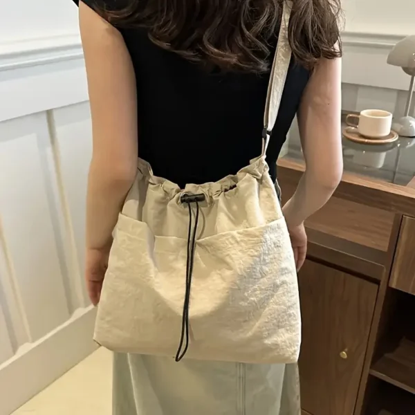 Minimalist Front Pocket Drawstring Handbag - Image 4