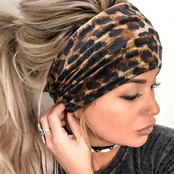 Classic Leopard Print Wide Headband - Image 2