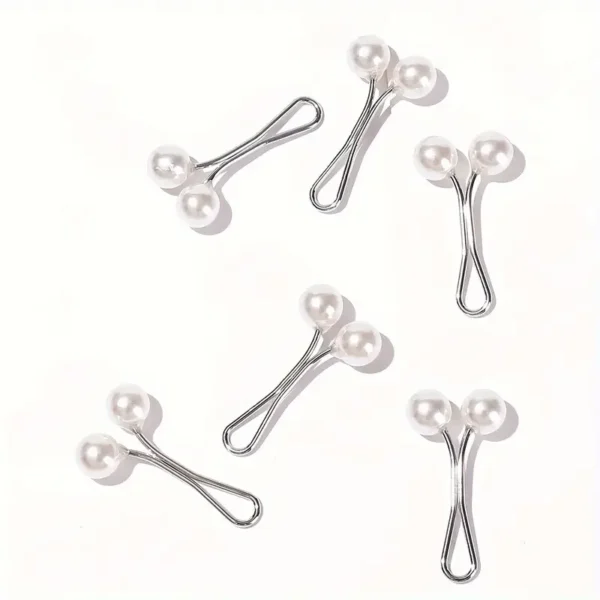 6pc Twin Pearl Beaded Hijab Clips Set - Image 2