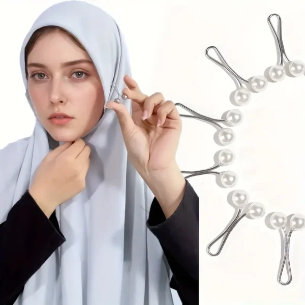 6pc Twin Pearl Beaded Hijab Clips Set