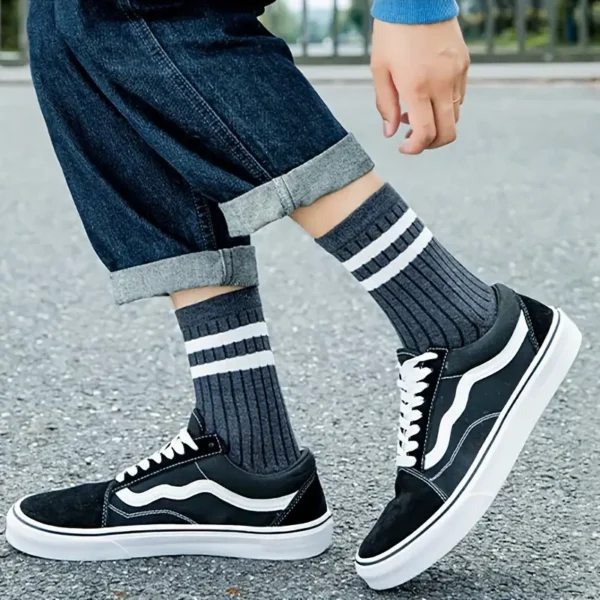 Unisex Striped Mid Rise Tube Crew Socks 10pc Set