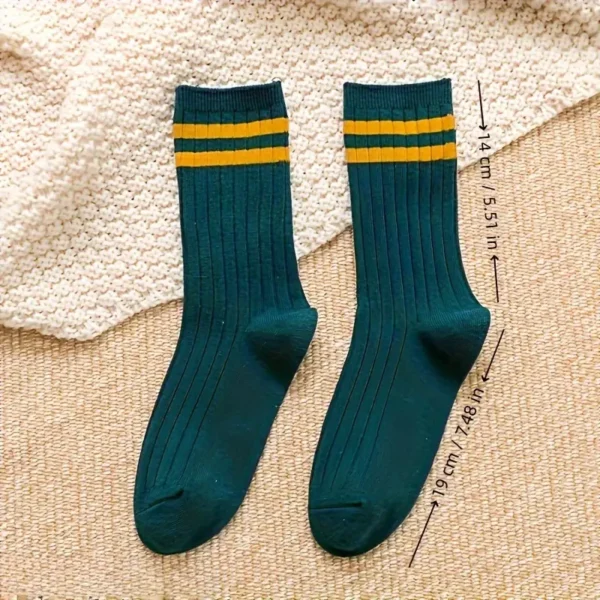 Unisex Striped Mid Rise Tube Crew Socks 10pc Set - Image 7