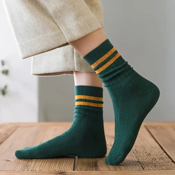 Unisex Striped Mid Rise Tube Crew Socks 10pc Set - Image 4