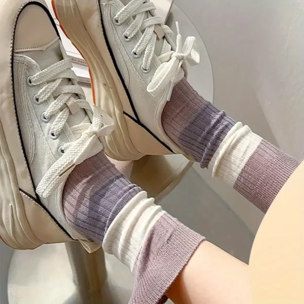 Pastel Striped Crew Socks 5pc Set - Image 2