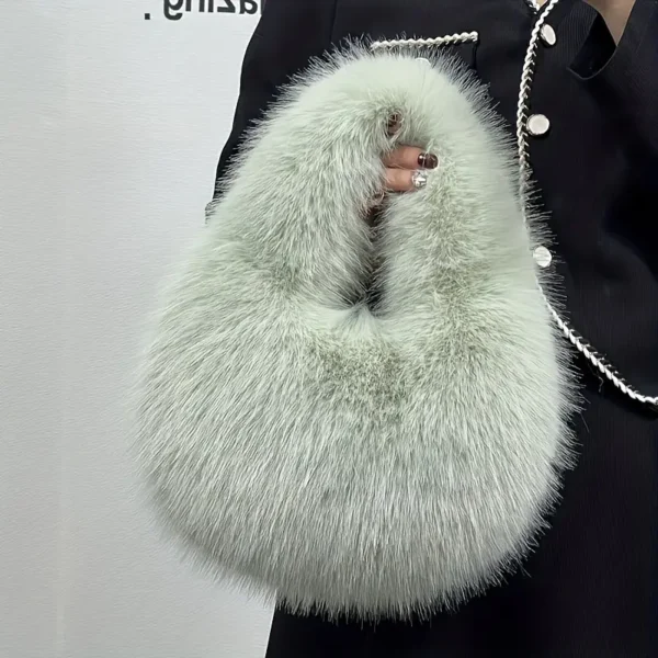 Elegant Faux Fur Bucket Bag (3 Colors) - Image 2