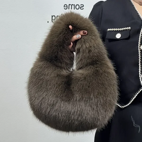 Elegant Faux Fur Bucket Bag (3 Colors) - Image 3