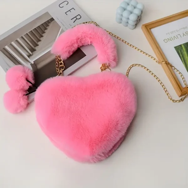 Plush Heart Shaped Crossbody Bag - Image 2